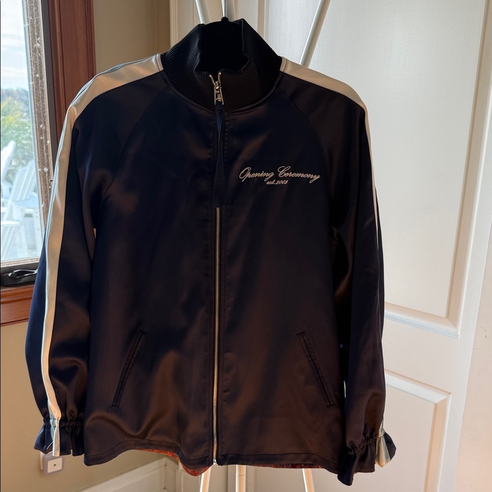 Opening Ceremony Navy Jacket with White Stripes